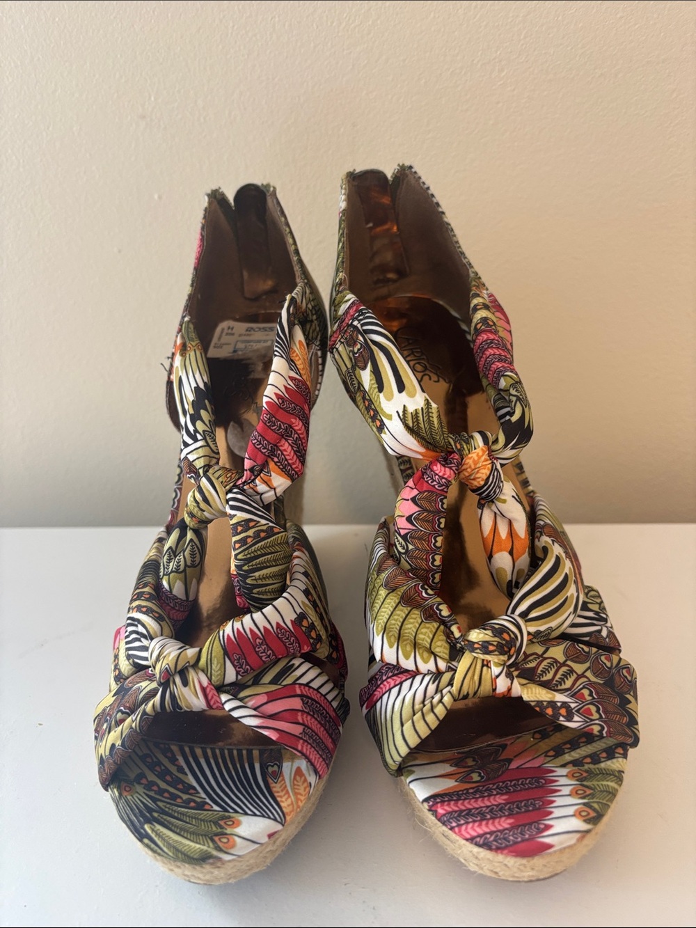 Carlos Santana Multicolor Knot Espadrille Wedges